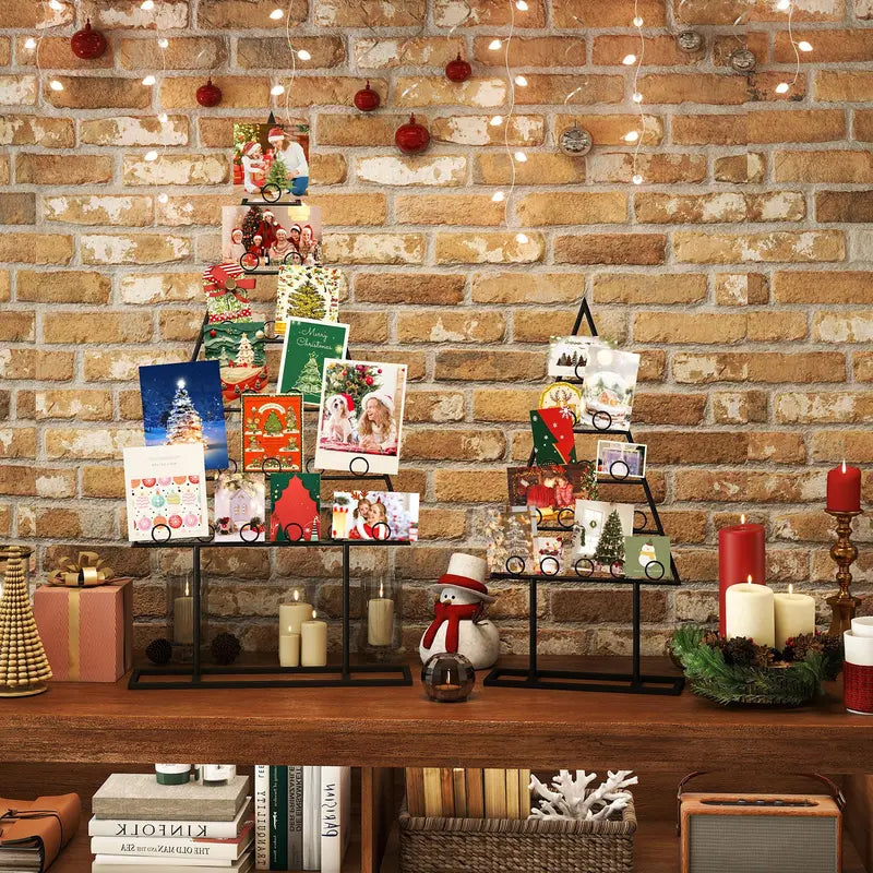 Two-Piece Photo Holder Christmas Tree with 36 Rounded Clips for Holiday Memories