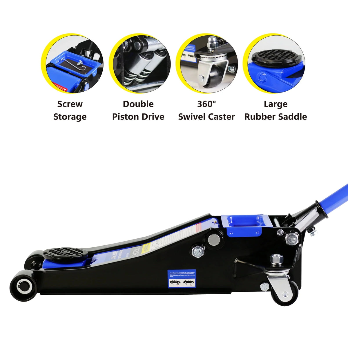 DSstyles 3 Ton Hydraulic Floor Jack Dual Pump 6600 Lb Capacity Lifting Range 3.3"-18.5" Low Profile Service Jack for Quickly Car Lift