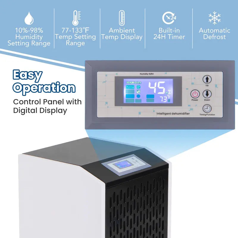 Commercial-Grade 250-Pint Dehumidifier  Industrial Strength with Continuous Drain Hose Compatibility