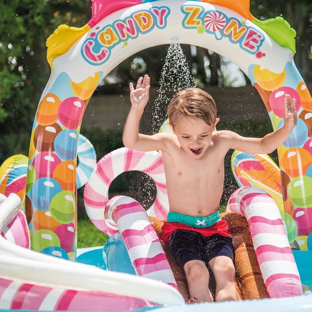 Intex 120V Quick Fill Electric Air Pump & 9ft x 51in Kids Inflatable Candy Pool