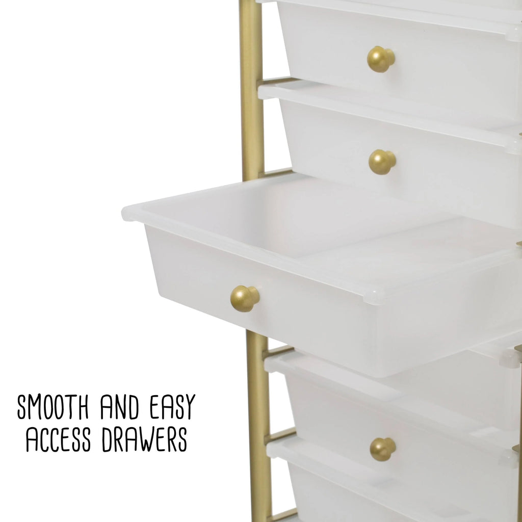 Honey Can Do 10-Drawer Gold Rolling Storage Cart