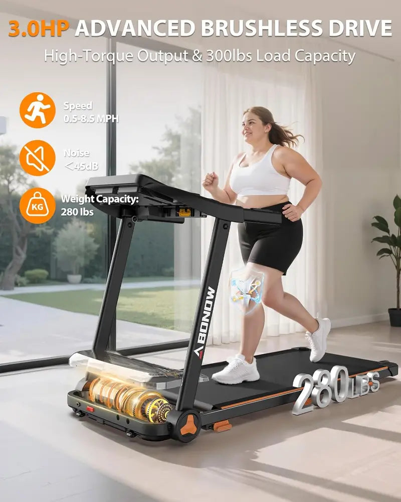 Compact Foldable Home Treadmill with Adjustable Incline & Dual LED Display for Office or Living Space