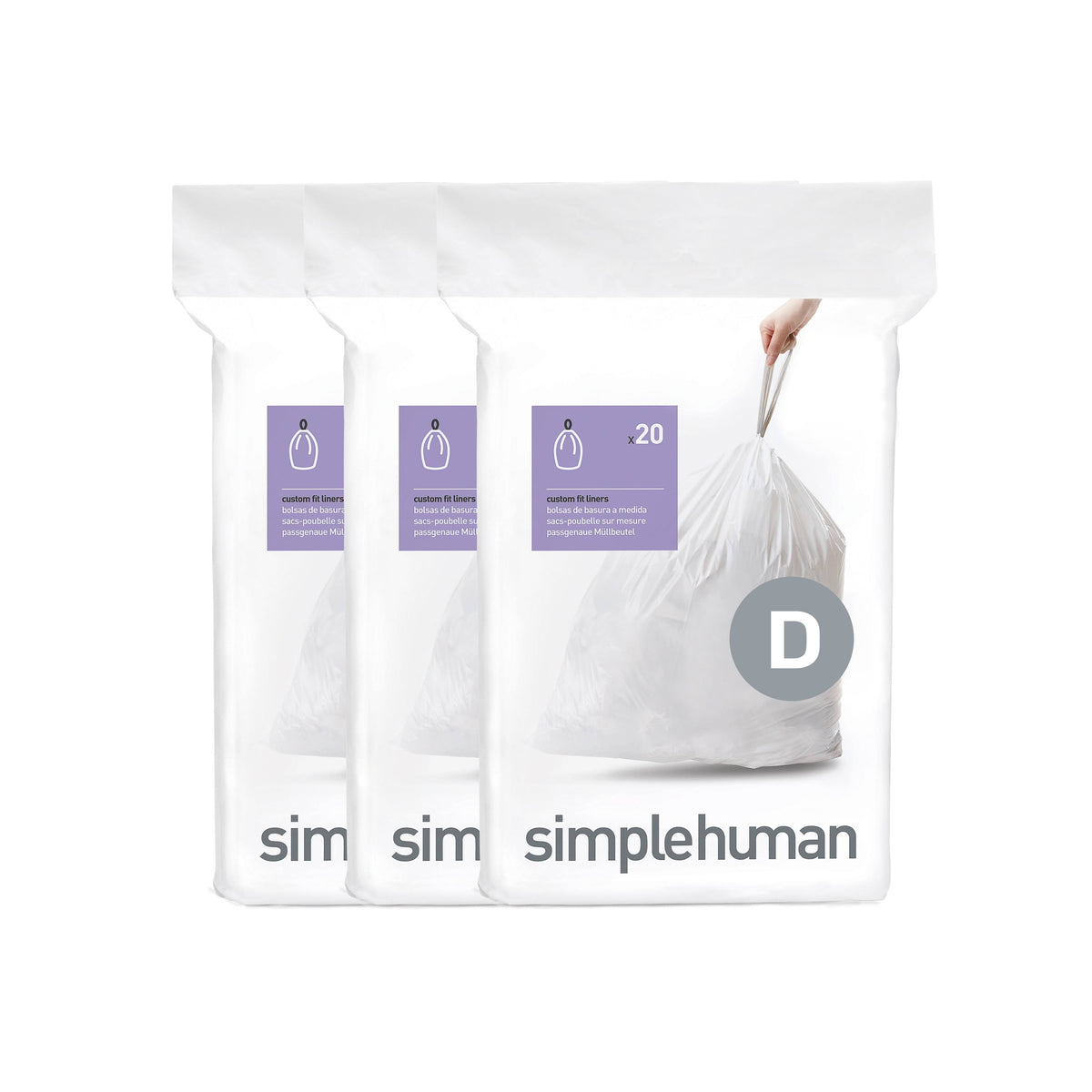 simplehuman Code D 60-Pack 20-Liter Custom Fit Liners White