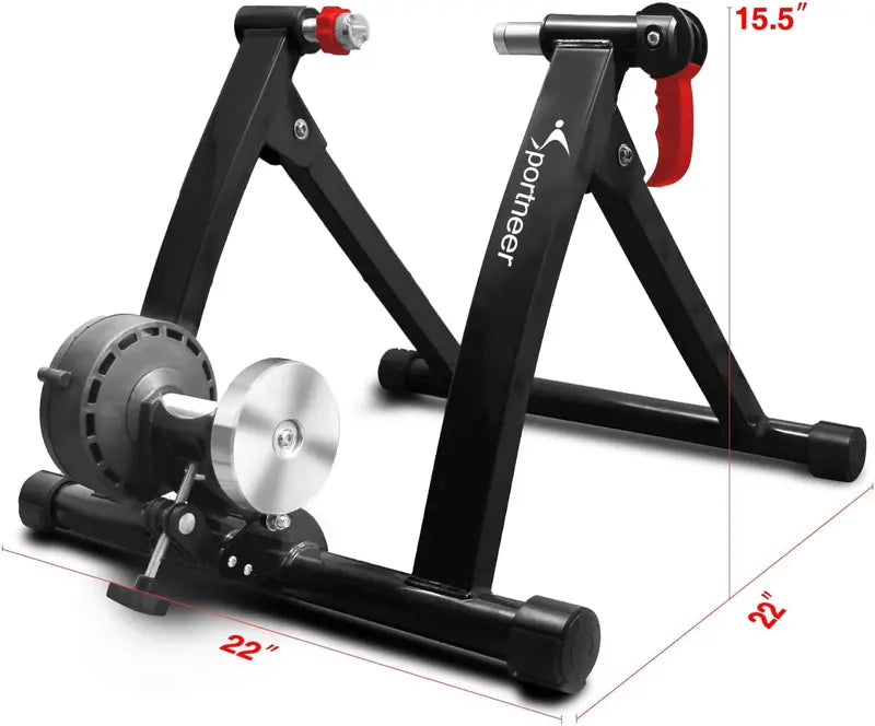 Sportneer Magnetic Indoor Bike Trainer – 6-Level Resistance Stationary Cycling Stand with Noise-Reduction Wheel