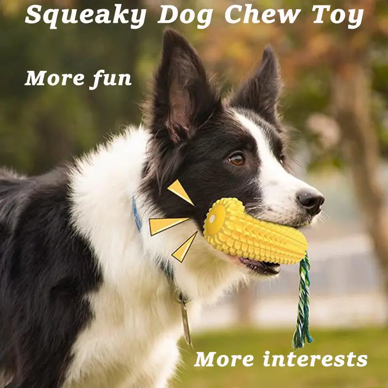 Dog Chew Toys, Puppy Toothbrush for Cleaning Teeth,Dog Squeak/Non-Squeak Toys Interactive Corn Toys, Dog Toys Aggressive Chewers for Small/Medium/Large Dog