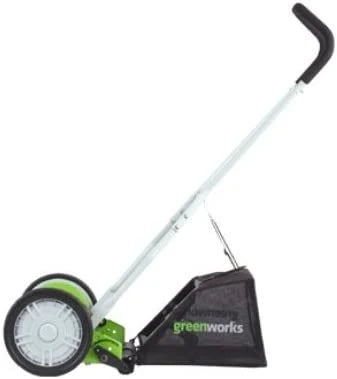 Greenworks 16-Inch Reel Lawn Mower with Grass Catcher 25052 .Black/Green . 47"D x 22"W x 29.75"H💝 Last Day For Clearance