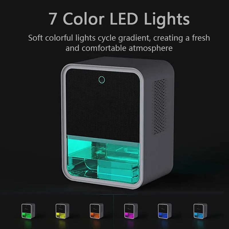 Compact Bedroom Dehumidifier  2.2L Tank, Built-In Hygrometer & RGB LED Display