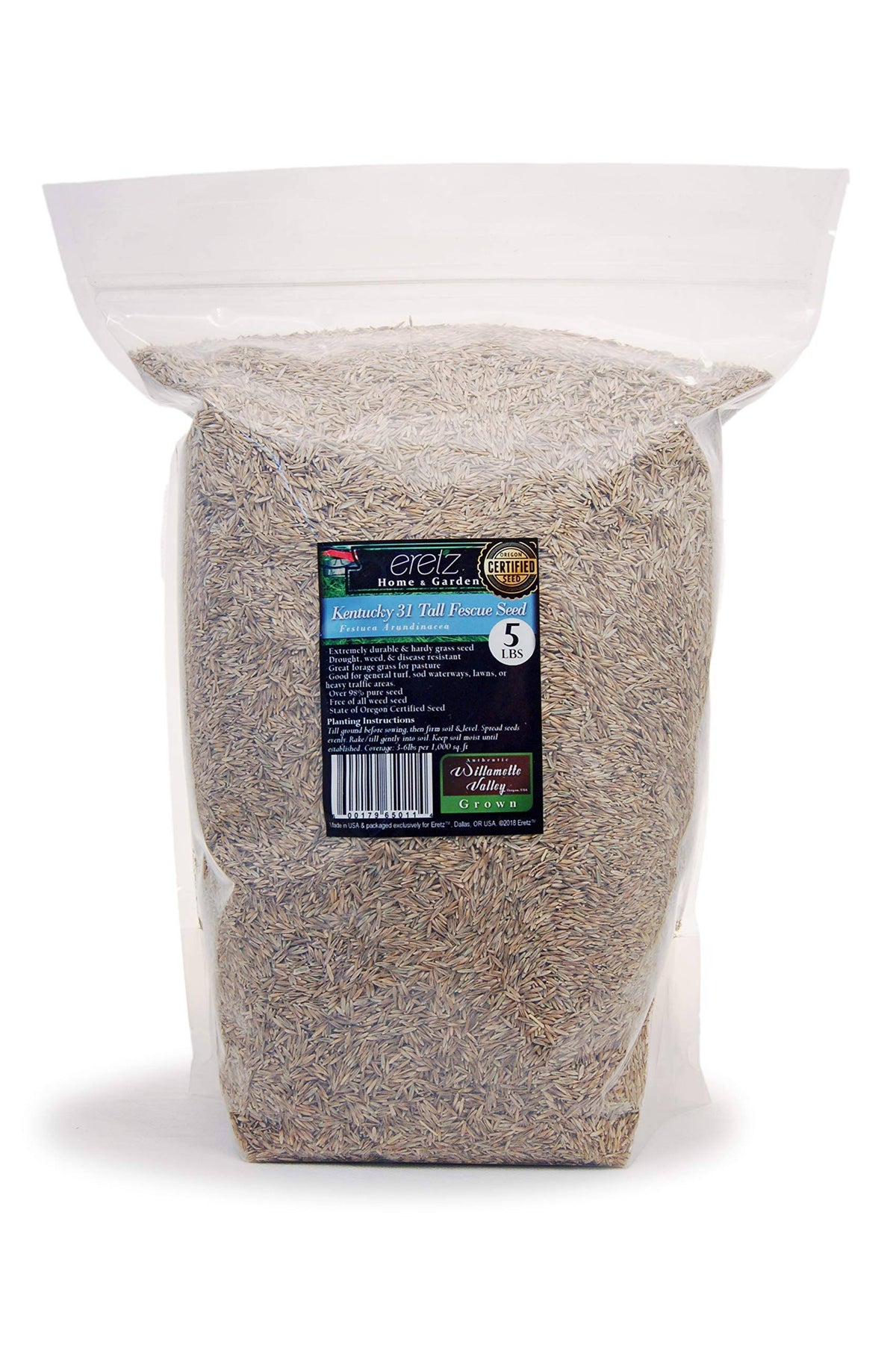 Kentucky 31 K31 Tall Fescue Grass Seed by Eretz - Choose Size! State Certified, No Fillers, No Weed or Other Crop Seeds (5lbs)