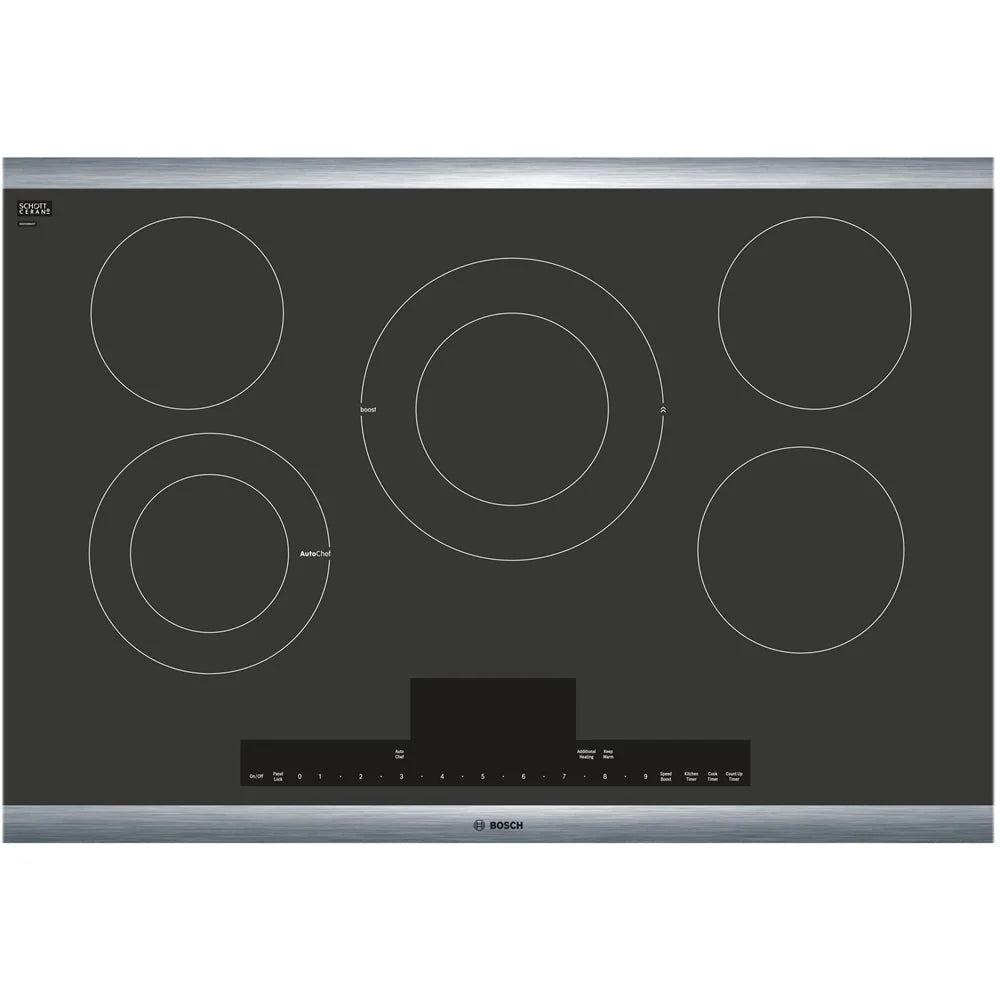 Bosch - Benchmark Series 30" Built-In Electric Cooktop with 5 elements and Stainless Steel Frame - Black with Stainless Steel Trim