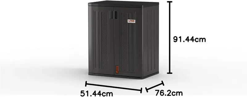 Suncast Heavy-Duty 9 cu. ft Resin Storage Cabinet – Lockable, Reinforced Shelves, USA-Made Garage or Workshop Organizer in Black