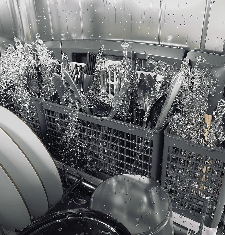 Café - 24" Top Control Tall Tub Built-In Dishwasher with Stainless Steel Tub and Silverware Jets - Stainless steel