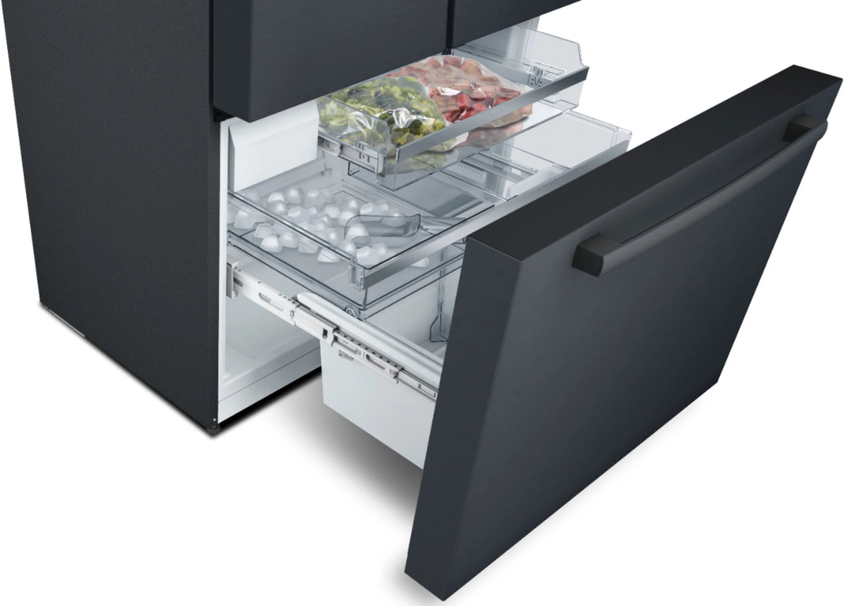 Bosch - 800 Series 21 Cu. Ft. French Door Counter-Depth Smart Refrigerator - Black stainless steel
