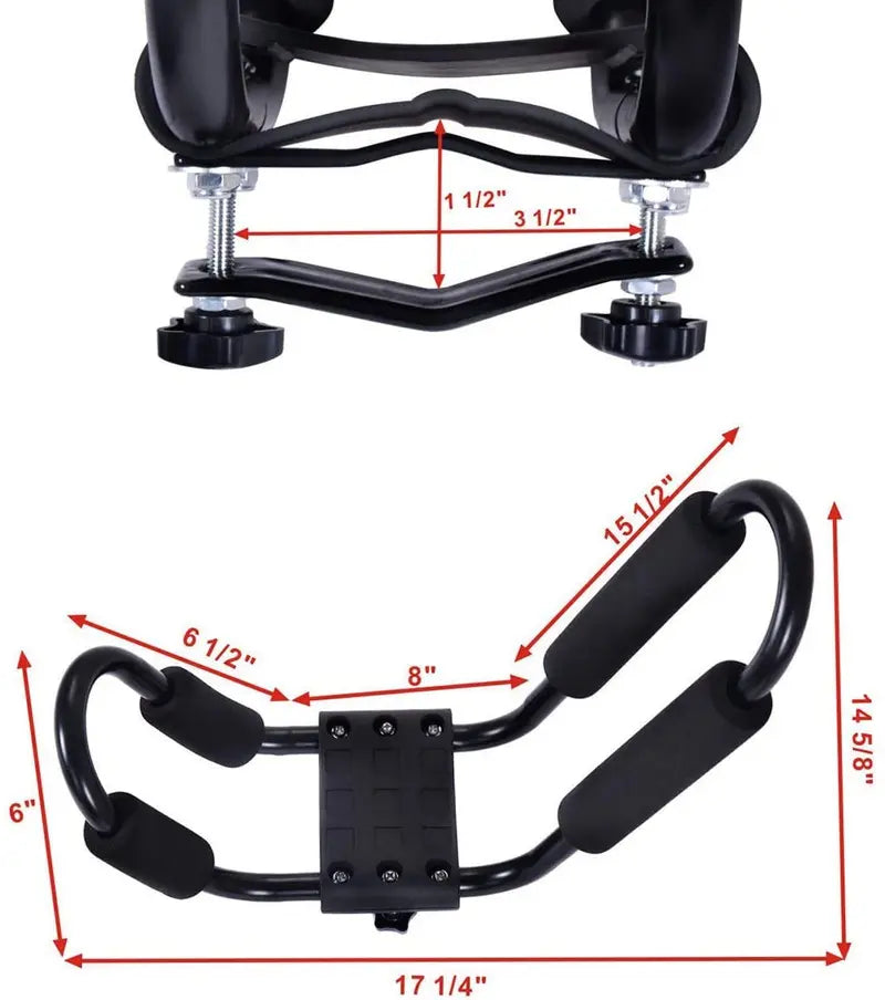Universal J-Bar Kayak Roof Rack System – Includes 2 Pairs & 4 Heavy-Duty Tie-Down Straps