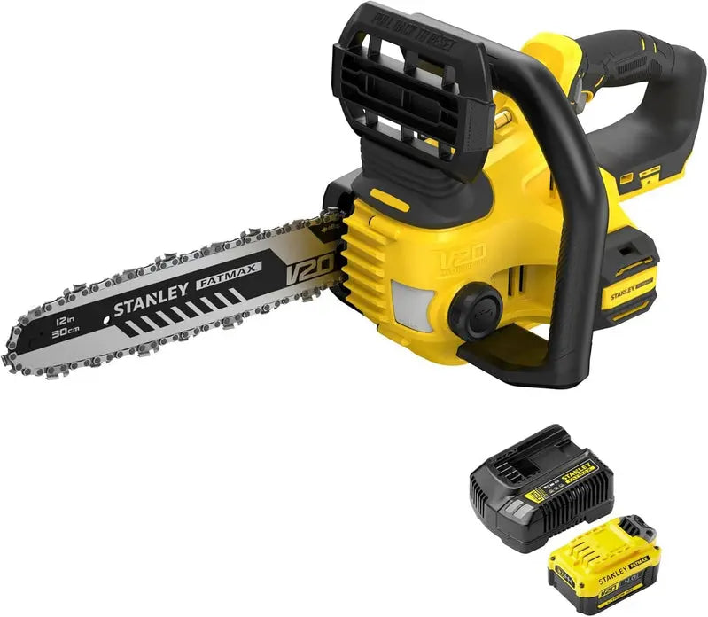 Stanley FATMAX V20 Cordless Chainsaw – 18V, 30cm Bar, Includes 4.0Ah Battery & Charger