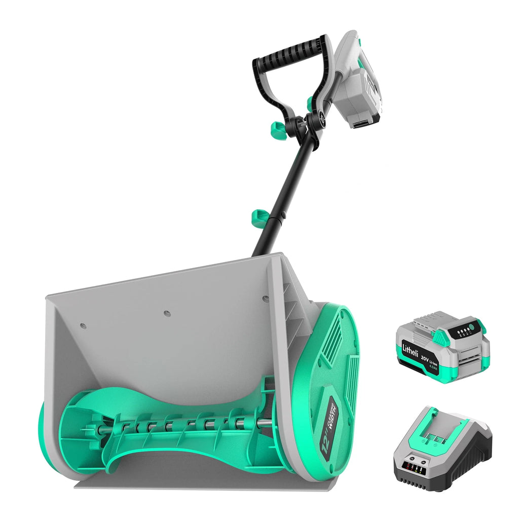 Litheli Cordless Snow Shovel, 20V 12 - Inch Battery Powered Snow Thrower, Battery Snow Blower with Auxiliary Handle, with 4.0ah Li - Ion Battery & Charger