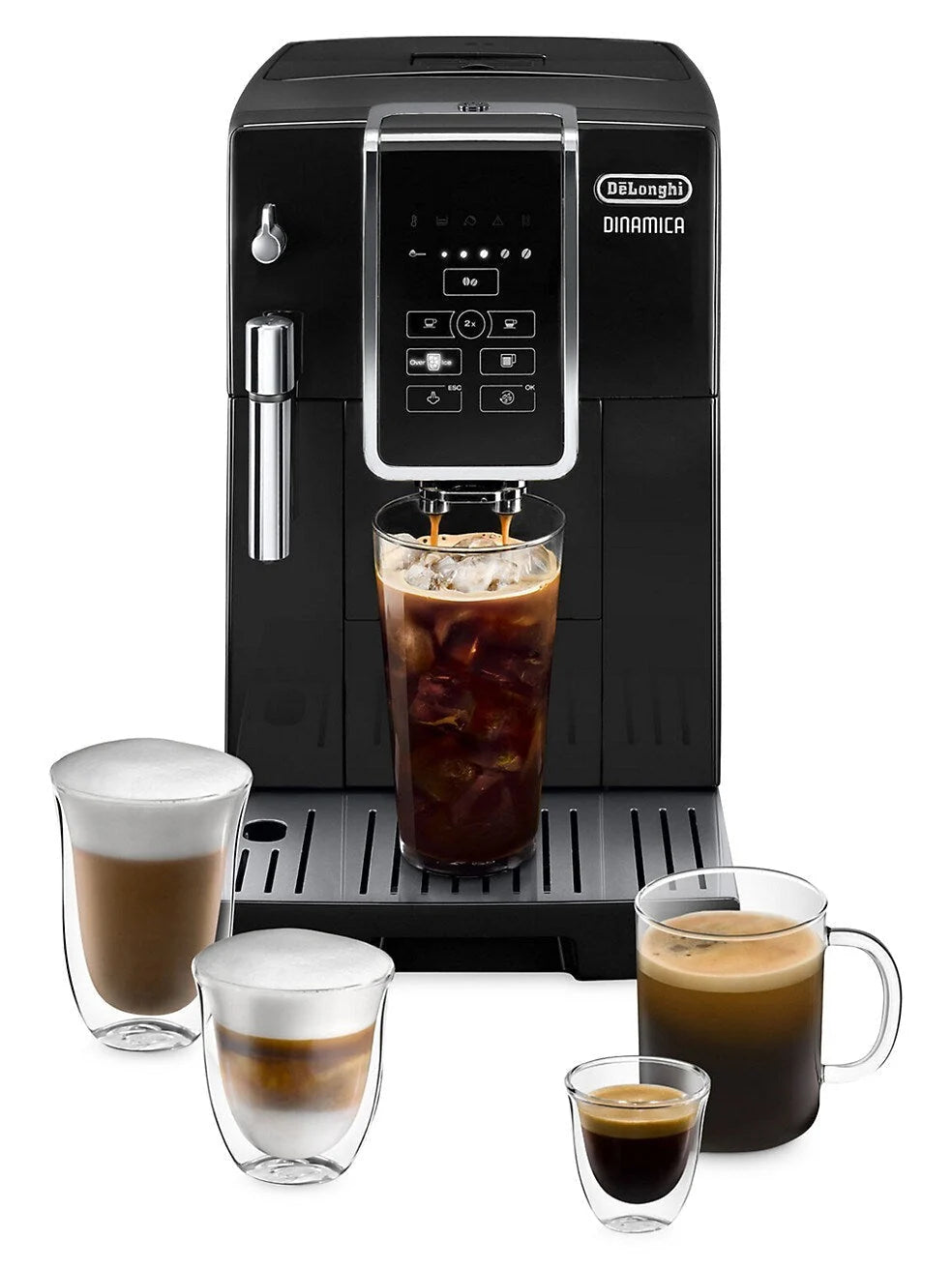 De'Longhi - Dinamica Espresso Machine with 15 bars of pressure and Milk Frother - Black/Stainless