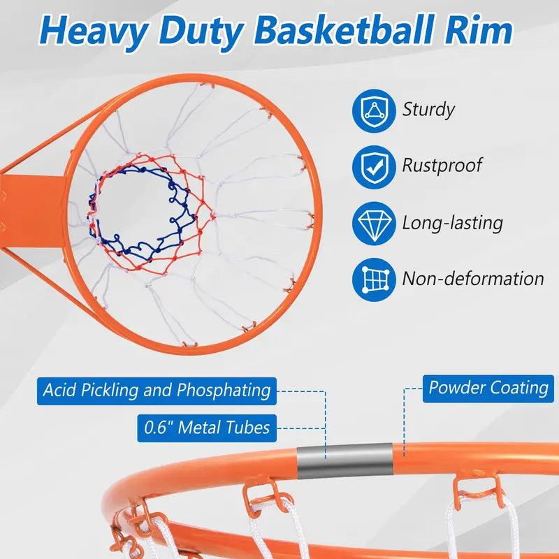Universal Replacement Basketball Rim – 15″/18″ All-Weather Hoop with Durable Net