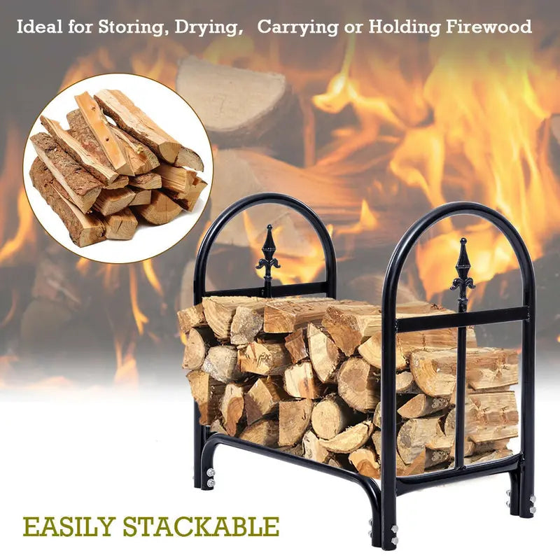 Compact 2-Foot Firewood Rack  Space-Saving Indoor and Outdoor Log Holder