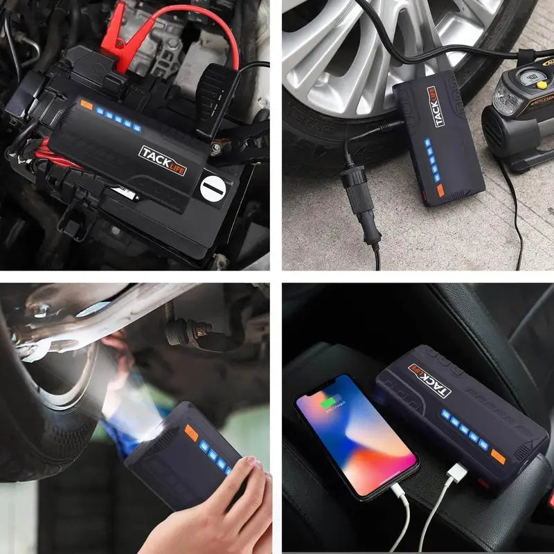 Tacklife T6 Car Jump Starter – 800A Peak, 18000mAh, LCD Display, Quick-Charge, Safety-Protected (Gas up to 7.0L / Diesel up to 5.5L)