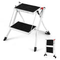 Compact Two-Step Folding Stool, Lightweight Portable Step Ladder with Non-Slip Footpads