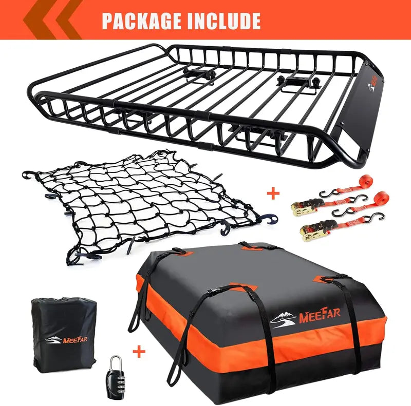 Universal Roof Rack Basket – 51 x 36 x 5 Inches with Waterproof Storage Bag