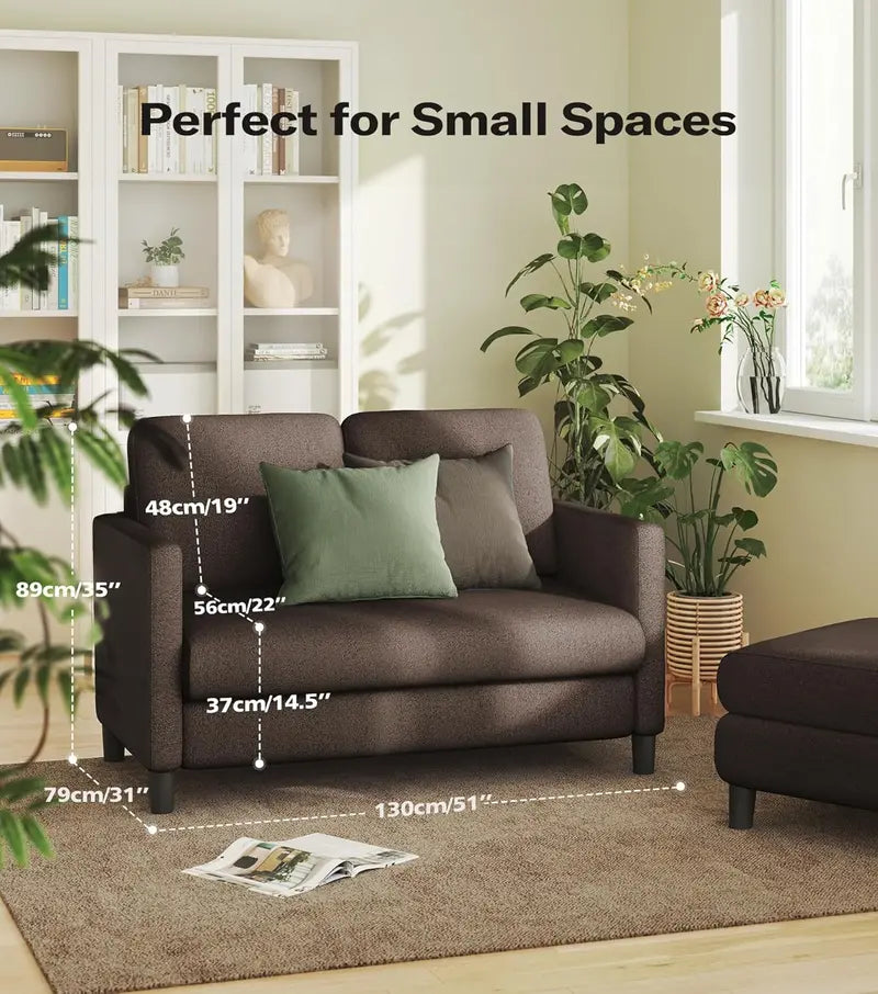 Compact 51-Inch Corduroy Loveseat  Space-Saving Small-Scale Sofa with Tool-Free Setup