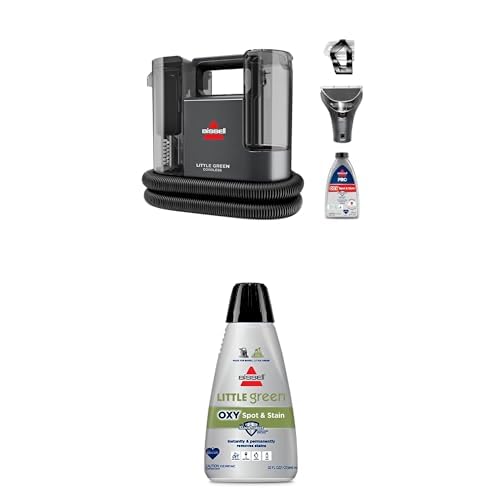 Bissell Multi-Purpose Portable Carpet and Upholstery Cleaner, 1400B, Green with Bissell 74R7 Pet Stain & Odor Portable Machine Formula, 32-Ounce, Fl Oz