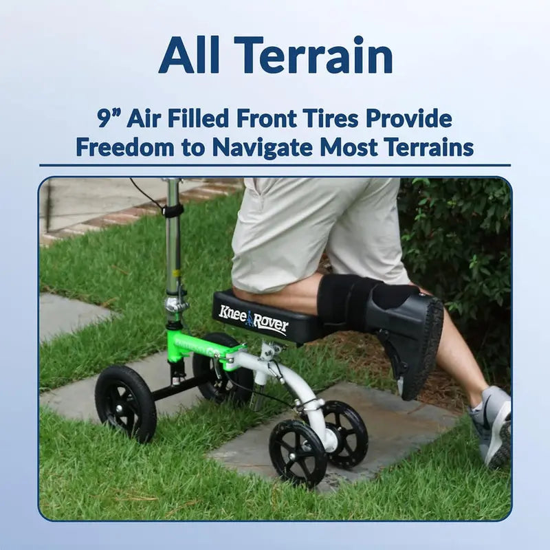 Compact All-Terrain Knee Scooter  Heavy-Duty Adult Walker for Ankle/Foot Recovery, Post-Surgery Mobility Aid (Green)