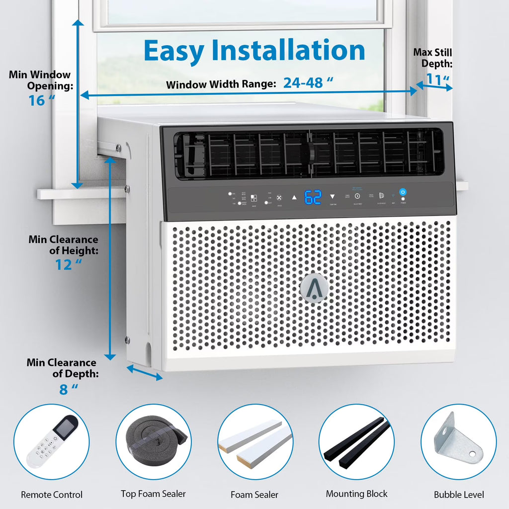 TROPOW 110V Window - Mounted Air Conditioner 6, 000 BTU with Remote/APP Control and ECO Mode