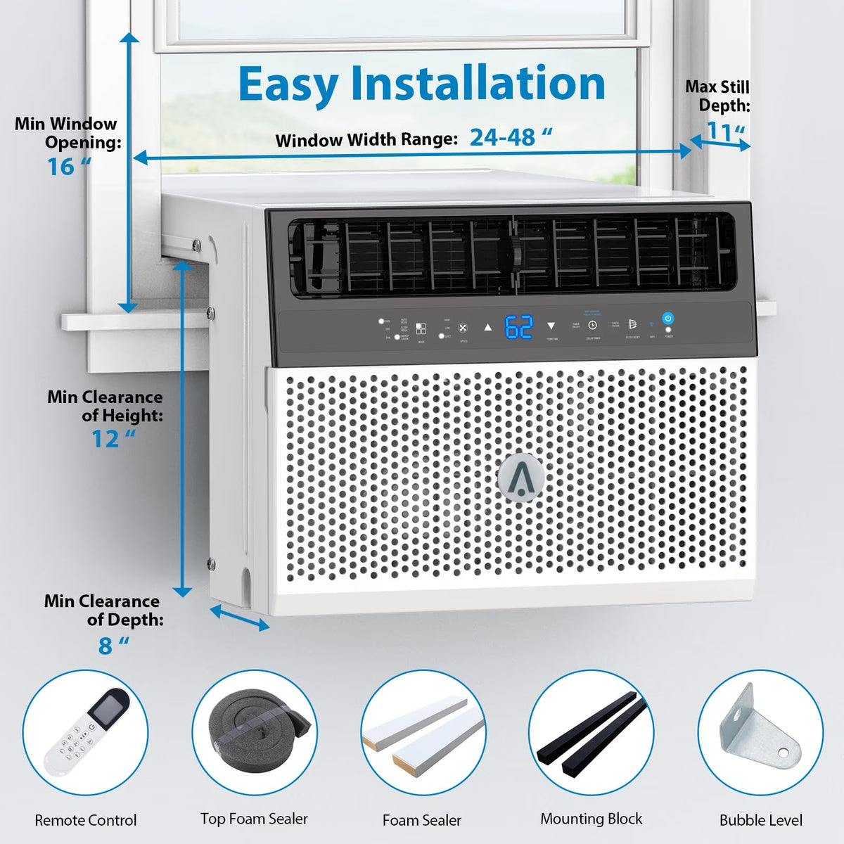 TROPOW 110V Window - Mounted Air Conditioner 6, 000 BTU with Remote/APP Control and ECO Mode