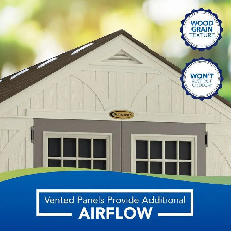 Tremont 8′ x 13′ Heavy-Duty Plastic Storage Shed – Weather-Resistant Outdoor Utility Shelter