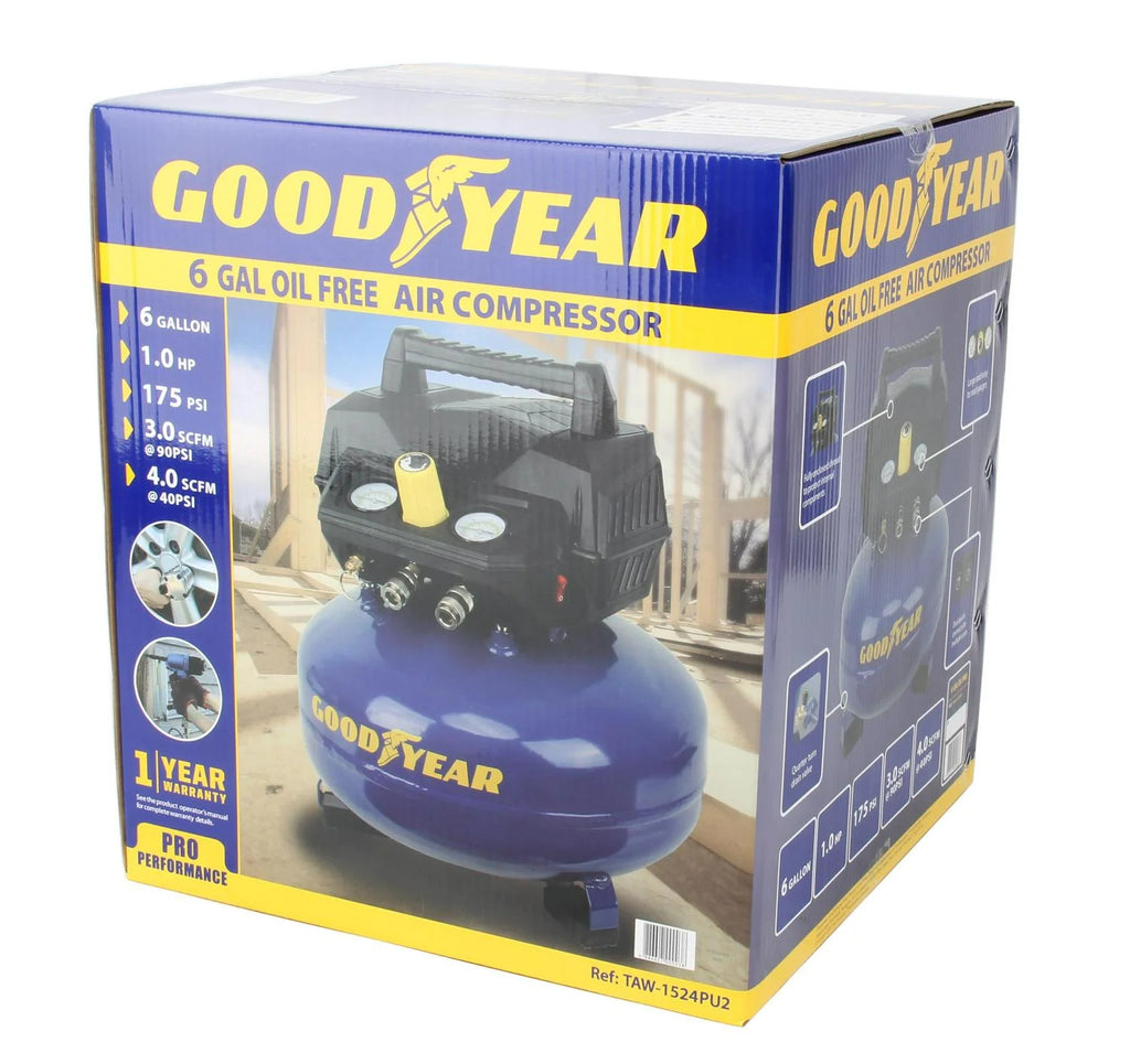 GOODYEAR 6 Gallon 175 Max Psi Portable Pancake Air Compressor . 3.0 SCFM at 90 Psi