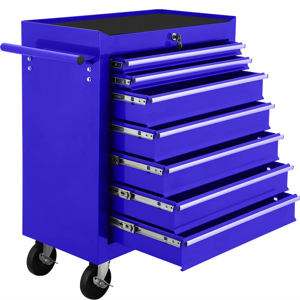 Aukfa Tool Chest, 24.5 in 7 - Drawer Steel Rolling Tool Box on Wheels for Workshop Garage, Red