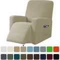 Subrtex Recliner Chair Cover Reversible Recline Sofa Slipcover with Side Pockets (Small, Khaki), Bronze