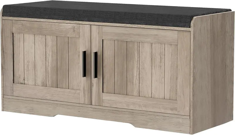 Two-Tier Entryway Bench with Thick Padded Seat & Shoe Storage – Modern Hallway Organizer