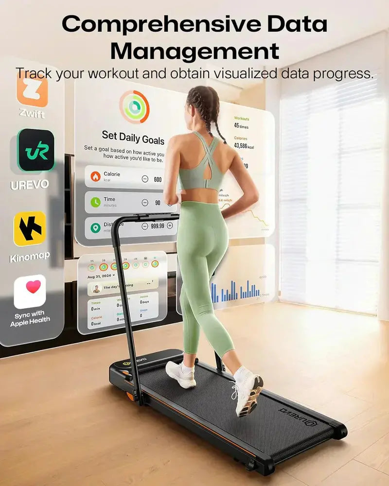 Urevo Strol 2E Smart Folding Treadmill – Dual LED Screens & 2-in-1 Portability