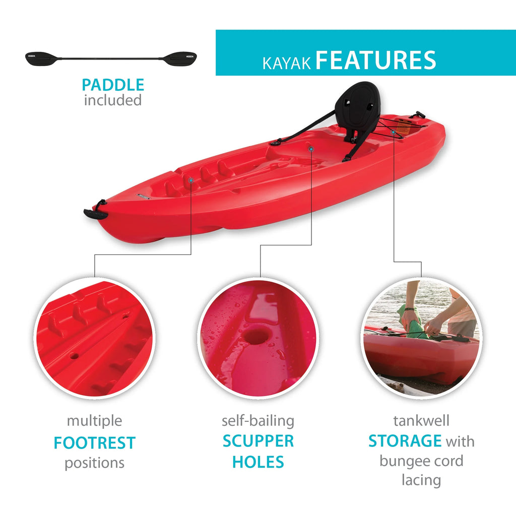 Lifetime Daylite 8 Ft Sit - on - Top Kayak, Red (90775)