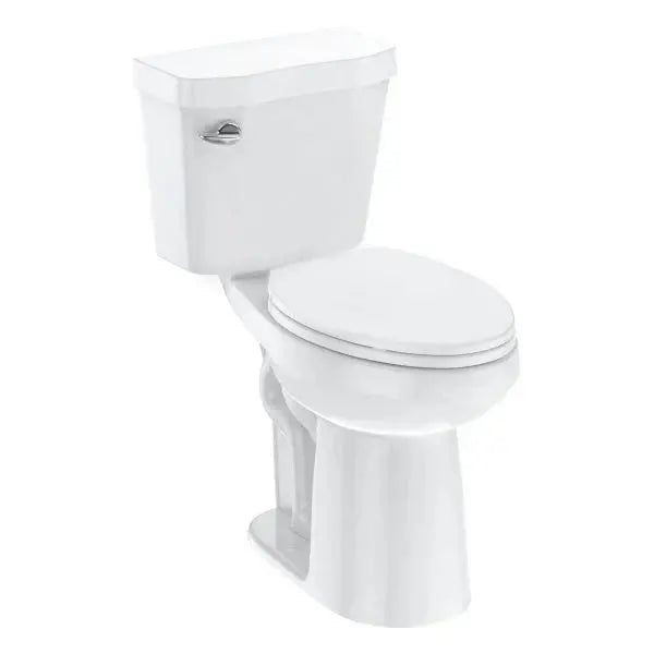 Cotton White Elongated Two-Piece Toilet  ADA-Compliant Universal Height, 1.28 GPF Siphonic Flush, Soft-Close Seat