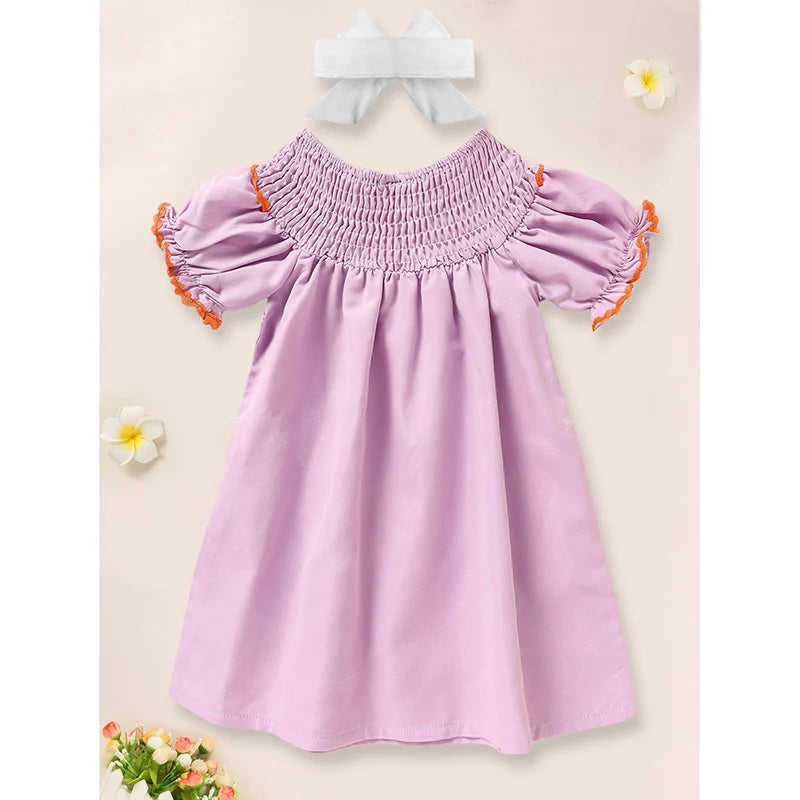 Infant Baby Girls Halloween Dress Ghost Embroidery Dress With Headband Party Costume Dresses