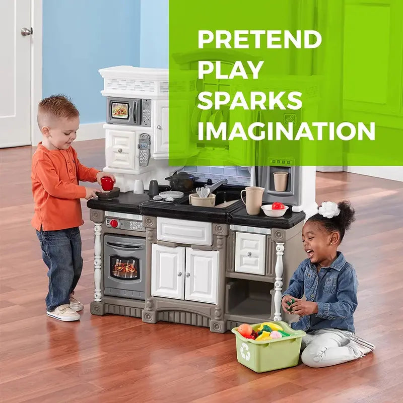 Step2 Lifestyle Dream Kitchen Playset – Interactive Toddler Pretend Kitchen with Electronic Sounds, Lights, and Role-Play Accessories