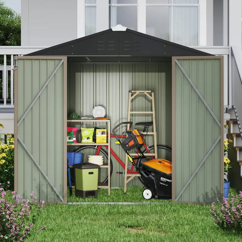 Devoko 5 x 3 Corrosion-Resistant Garden Shed  Lockable Steel Outdoor Storage House with Single Secure Door