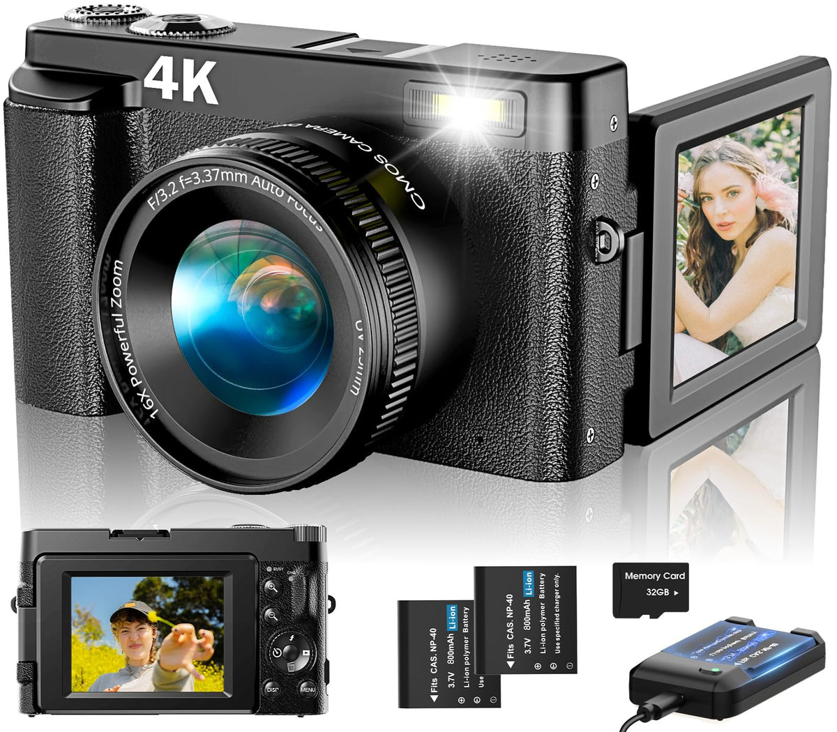 Duluvulu 4K Digital Camera for Photography Autofocus