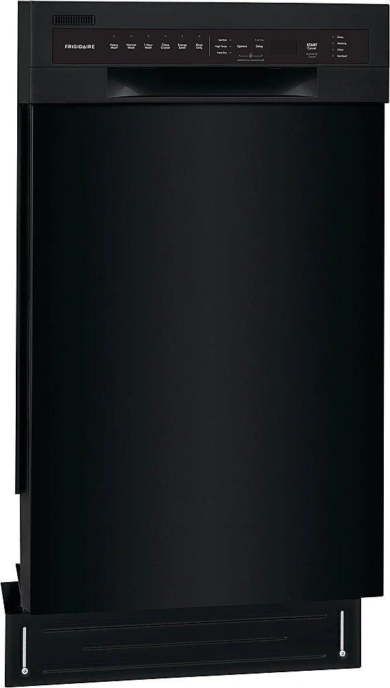 Frigidaire - 18" Compact Front Control Built-In Dishwasher with Stainless Steel Tub, 52 dBA - Black