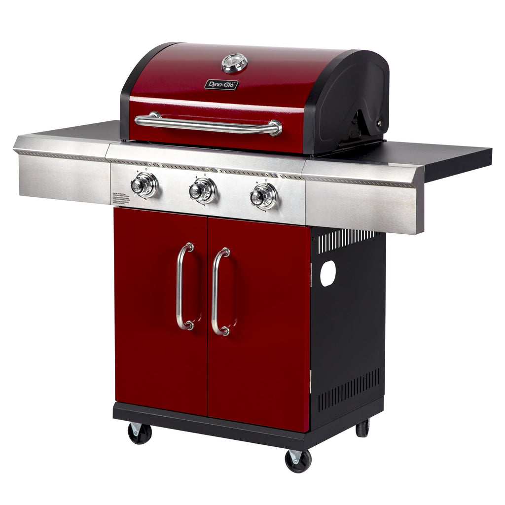 Glo 3 Burner Red Propane Gas Grill