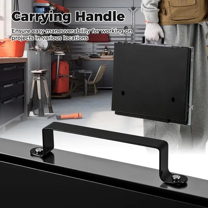 Compact Galvanized Steel Workbench  17 x 20 Portable Table with Three Protective Side Panels