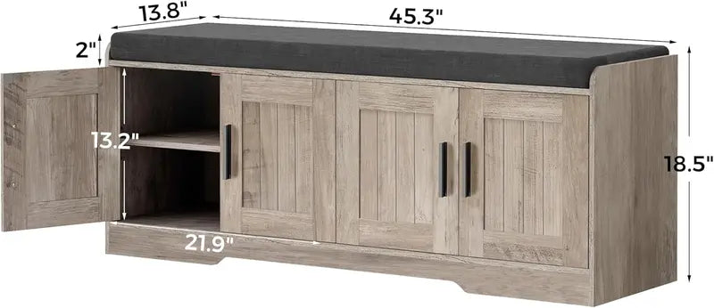Two-Tier Entryway Bench with Thick Padded Seat & Shoe Storage – Modern Hallway Organizer