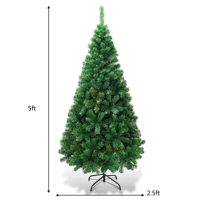 Sturdy Pre-Lit Artificial Christmas Tree with Reinforced Metal Stand