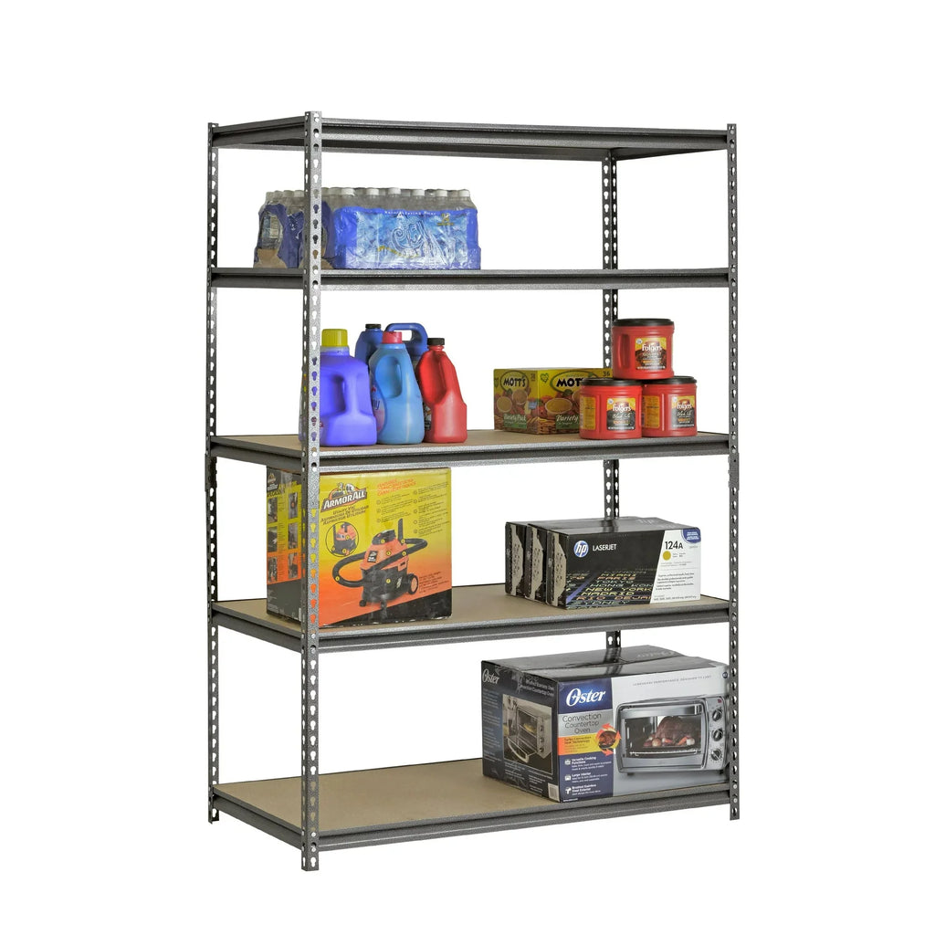 Edsal 48"W x 24"D x 72"H 5-Shelf Steel Freestanding Shelves . Silver-Vein