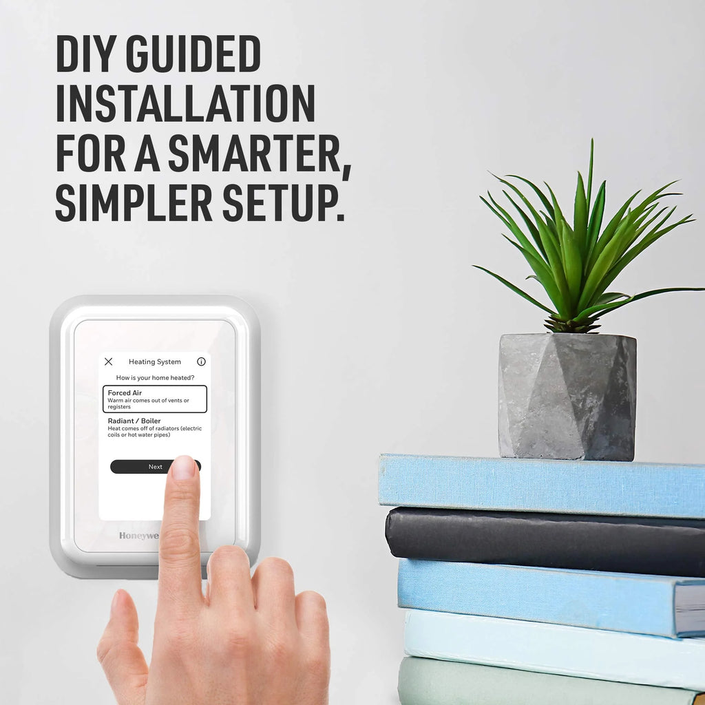 Honeywell Home T9 WiFi Smart Thermostat, Smart Room Sensor Ready, Touchscreen Display, Alexa and Google Assist White