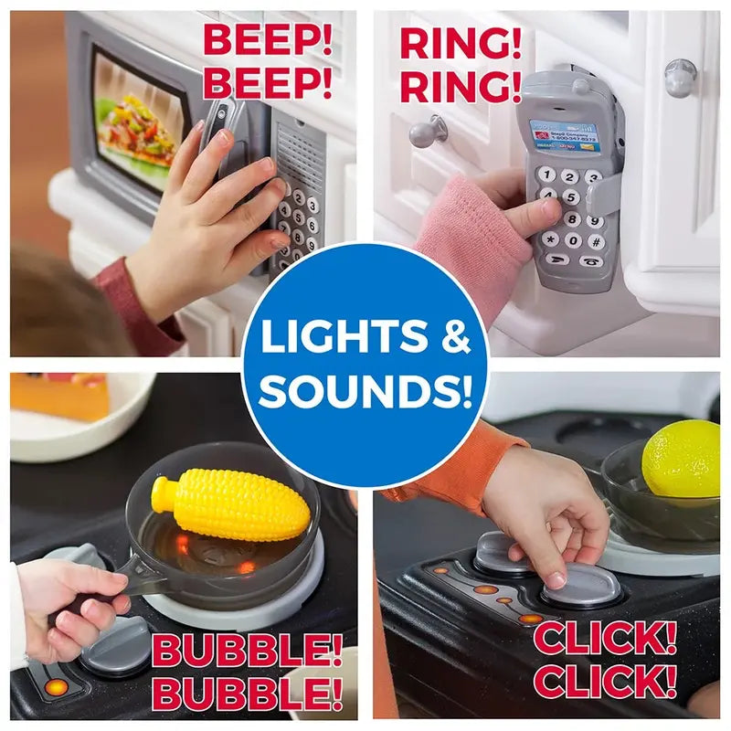 Step2 Lifestyle Dream Kitchen Playset – Interactive Toddler Pretend Kitchen with Electronic Sounds, Lights, and Role-Play Accessories